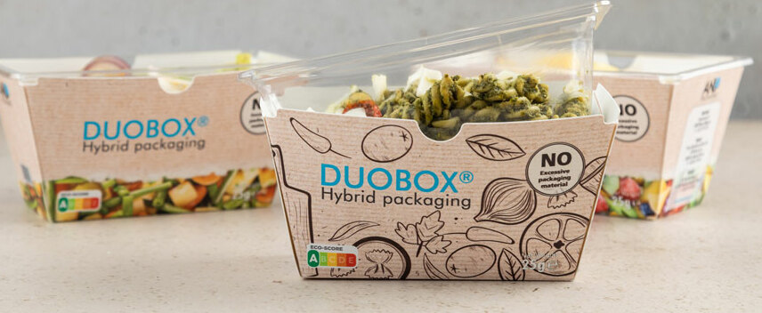 Duobox hybride verpakking in gebruik Duobox hybride verpakking in gebruik